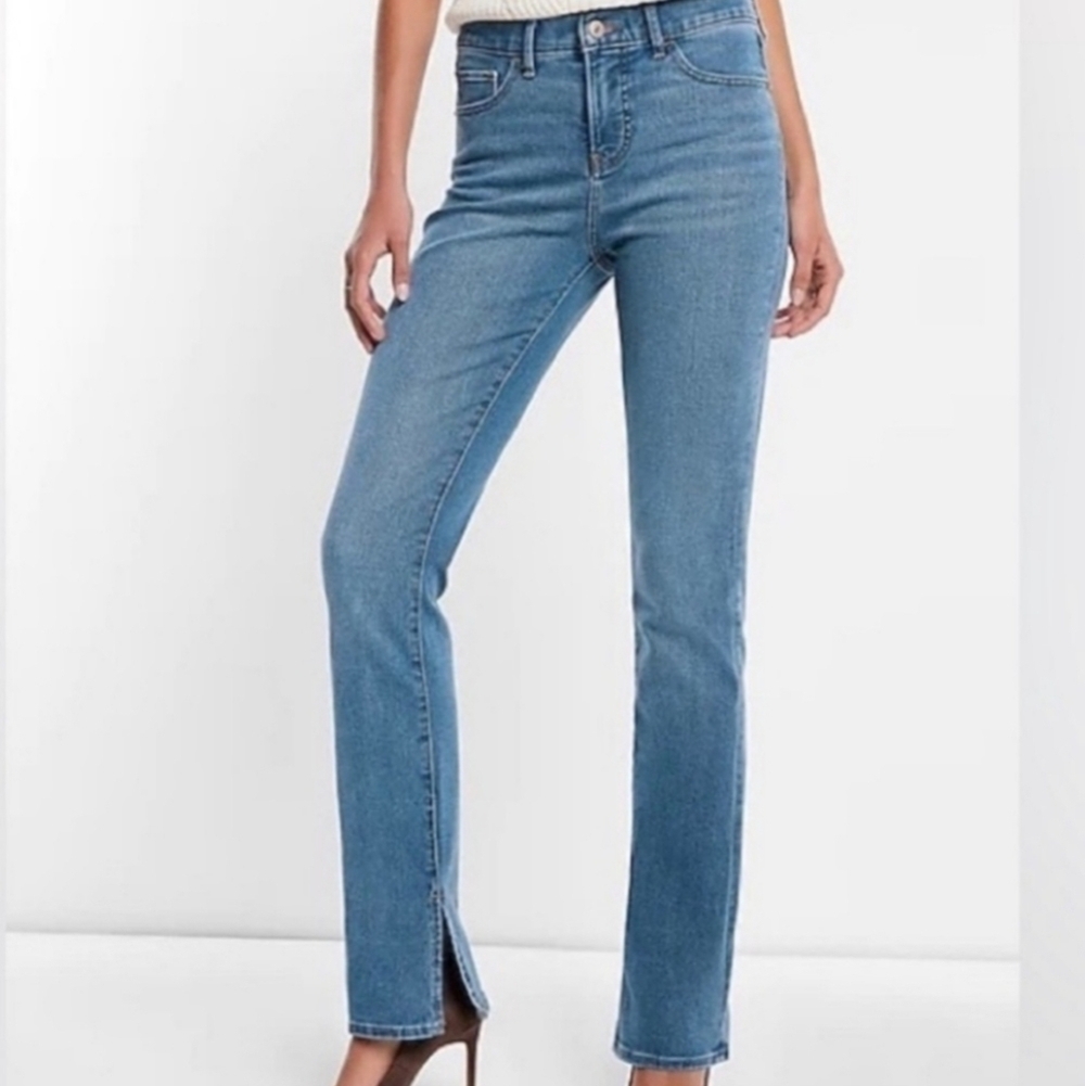 House of Harlow 1960 Super High Rise Straight Jeans Split Hem Size 28